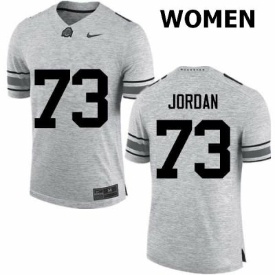 NCAA Ohio State Buckeyes Women's #73 Michael Jordan Gray Nike Football College Jersey RFG4045SM